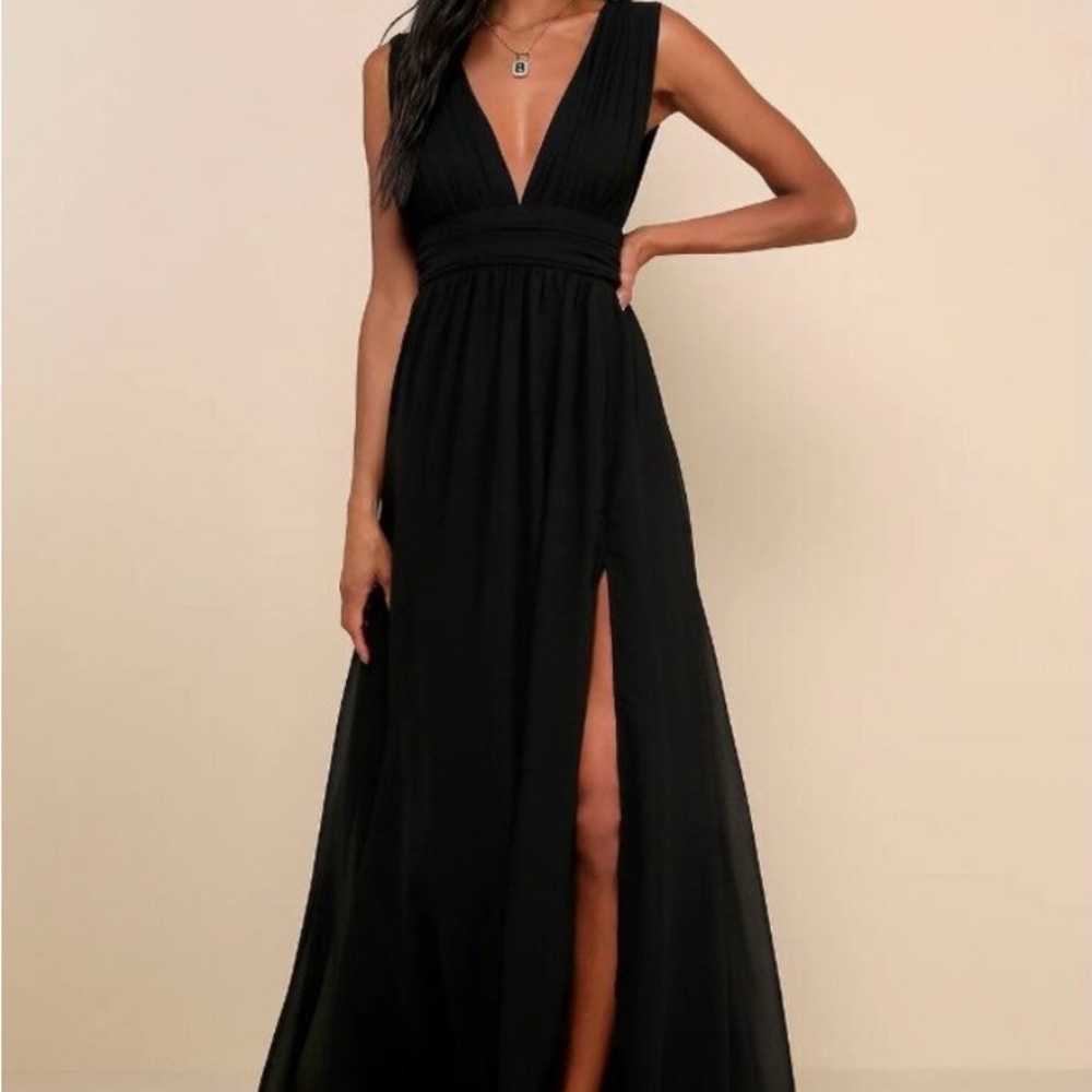 Lulu's Heavenly Hues Black Maxi Dress